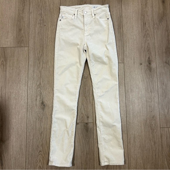 AG Adriano Goldschmied Mari High Rise Slim Straight Cream Velvet Jeans Size - Picture 3 of 9